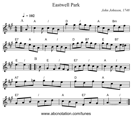 Eastwell Park - staff notation