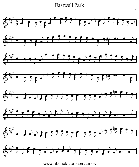 Eastwell Park - staff notation