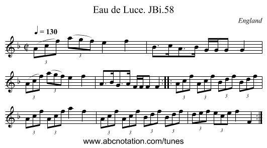 Eau de Luce. JBi.58 - staff notation