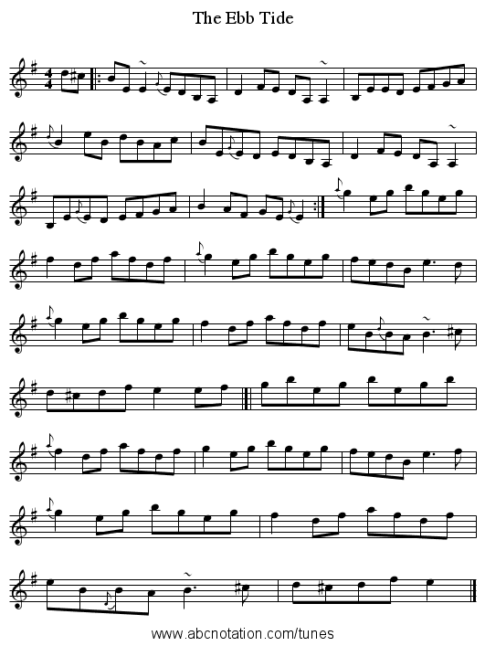Ebb Tide, The - staff notation