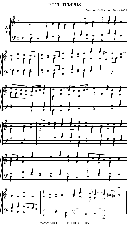 ECCE TEMPUS - staff notation