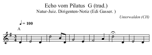 Echo vom Pilatus  G (trad.) - staff notation