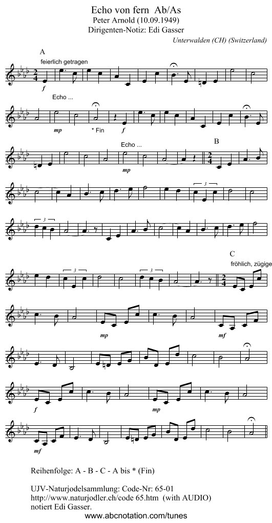 Echo von fern  Ab/As - staff notation