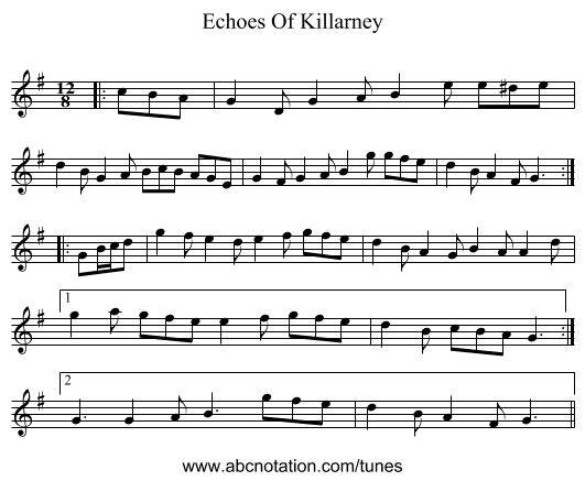Echoes Of Killarney - staff notation