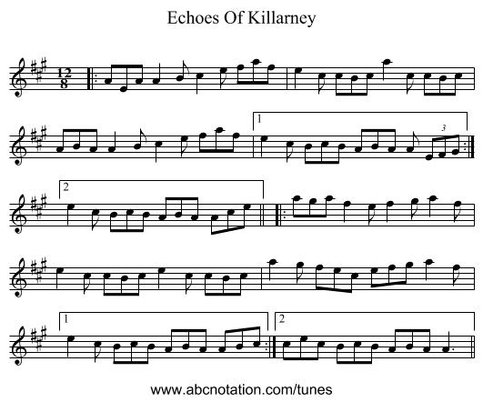 Echoes Of Killarney - staff notation