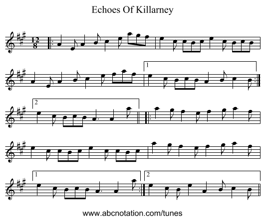 Echoes Of Killarney - staff notation