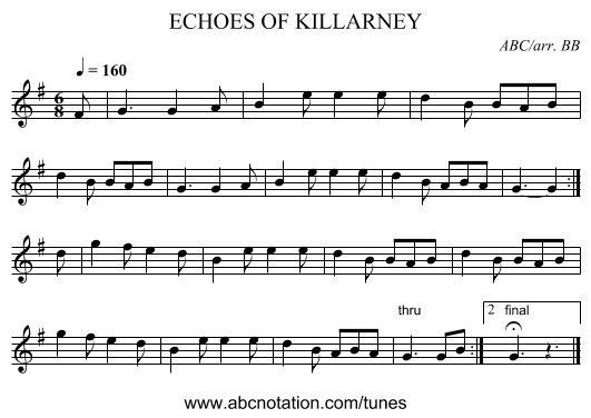 ECHOES OF KILLARNEY - staff notation