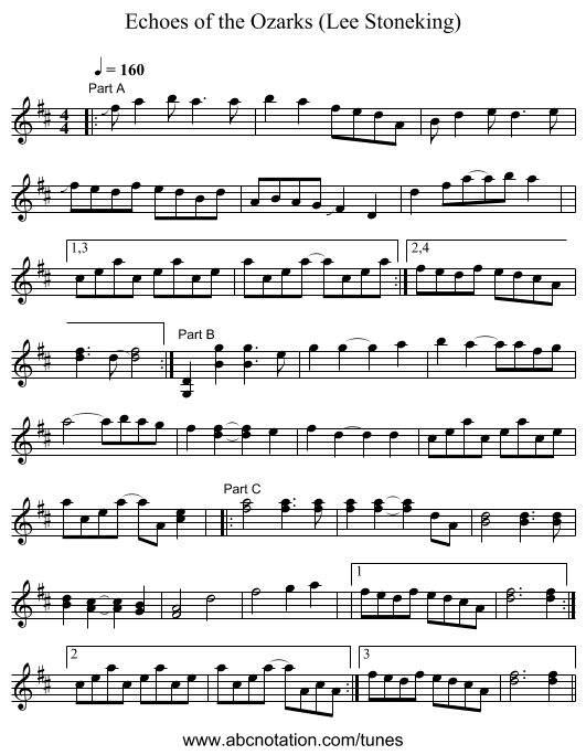 Echoes of the Ozarks (Lee Stoneking) - staff notation