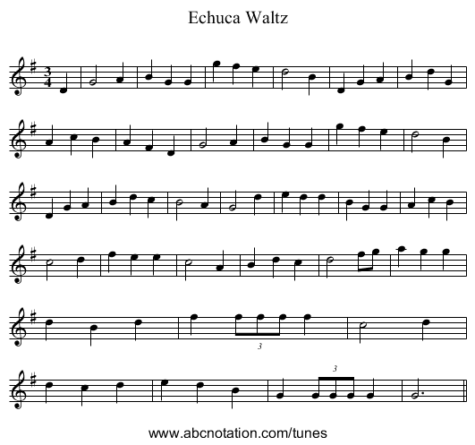 Echuca Waltz - staff notation