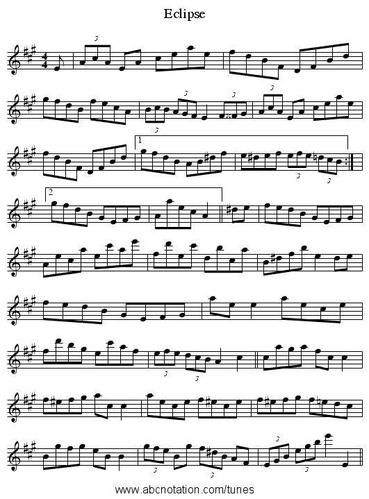 Eclipse - staff notation