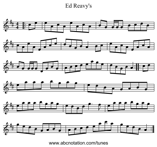 Ed Reavy's - staff notation