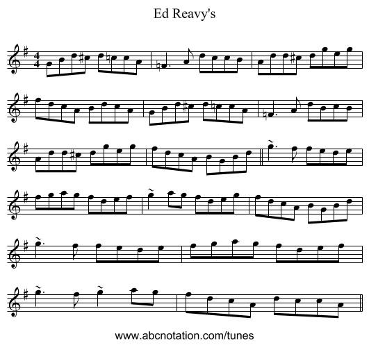 Ed Reavy's - staff notation