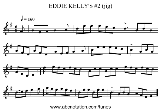 EDDIE KELLY'S #2 (jig) - staff notation