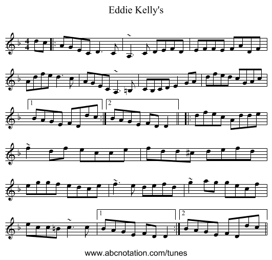 Eddie Kelly's - staff notation