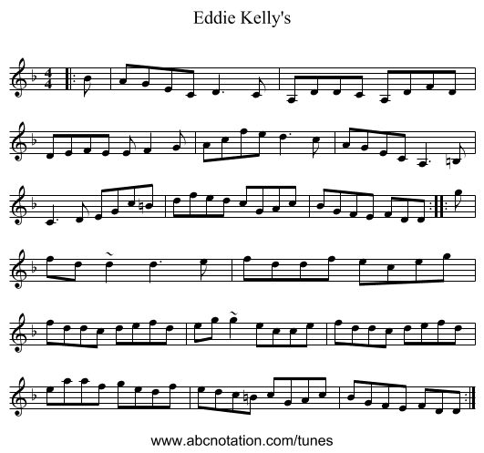 Eddie Kelly's - staff notation