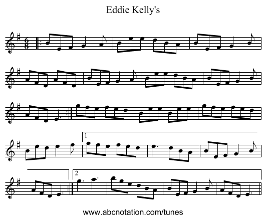 Eddie Kelly's - staff notation