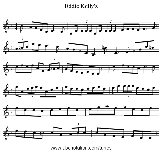 Eddie Kelly's - staff notation