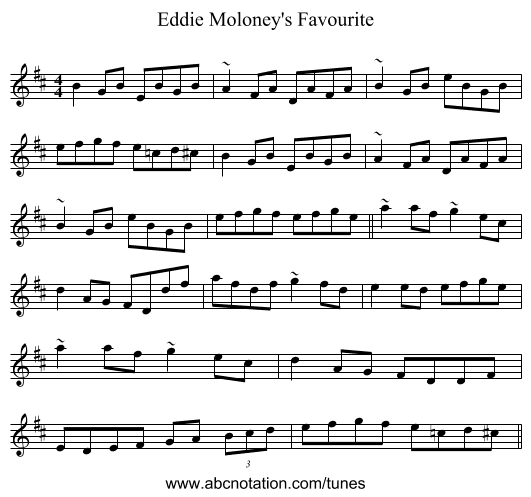 Eddie Moloney's Favourite - staff notation