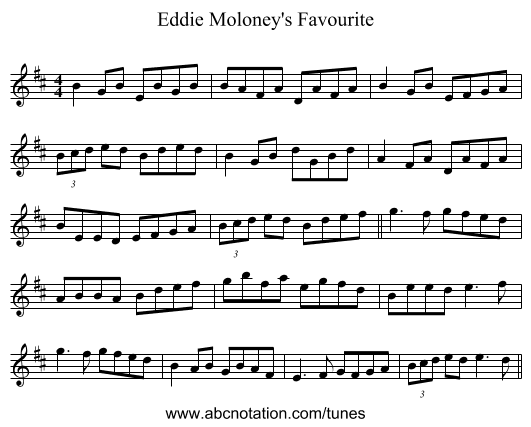 Eddie Moloney's Favourite - staff notation