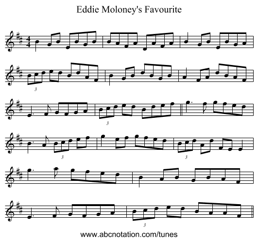 Eddie Moloney's Favourite - staff notation