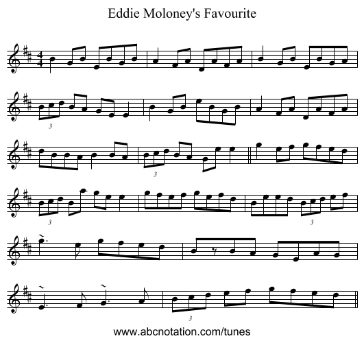 Eddie Moloney's Favourite - staff notation