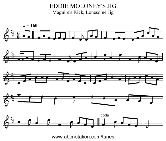 EDDIE MOLONEY'S JIG - staff notation