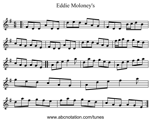 Eddie Moloney's - staff notation