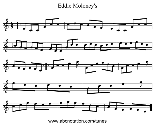 Eddie Moloney's - staff notation