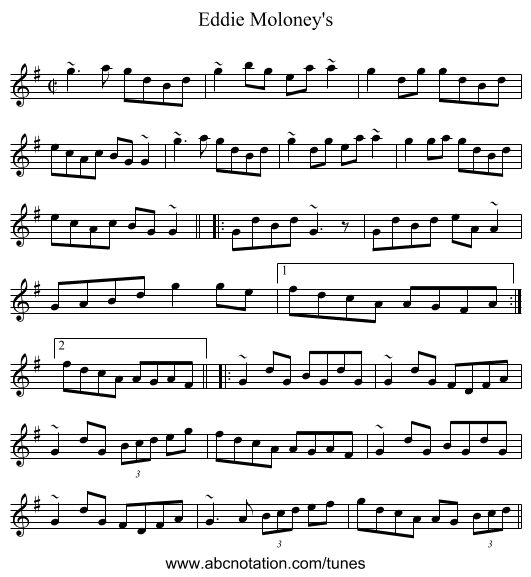 Eddie Moloney's - staff notation