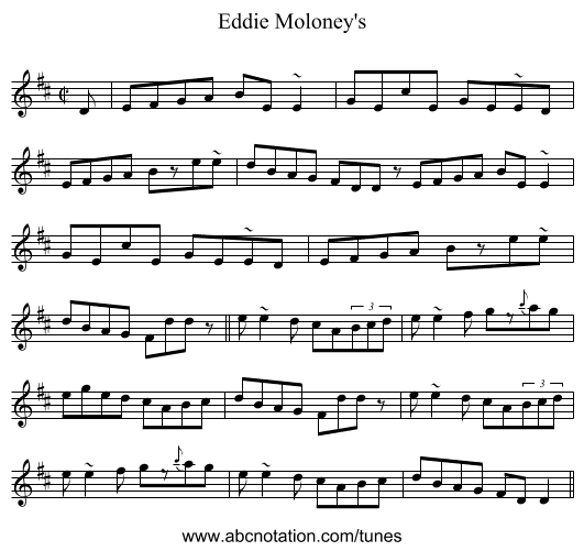 Eddie Moloney's - staff notation