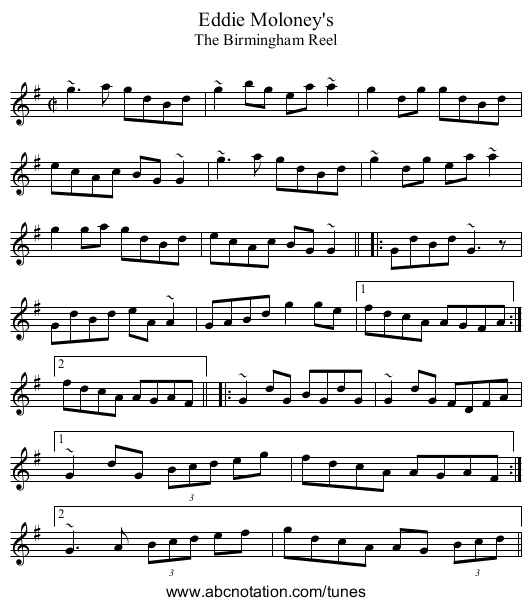 Eddie Moloney's - staff notation