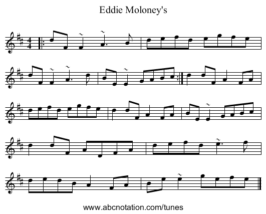 Eddie Moloney's - staff notation