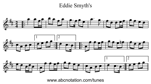 Eddie Smyth's - staff notation