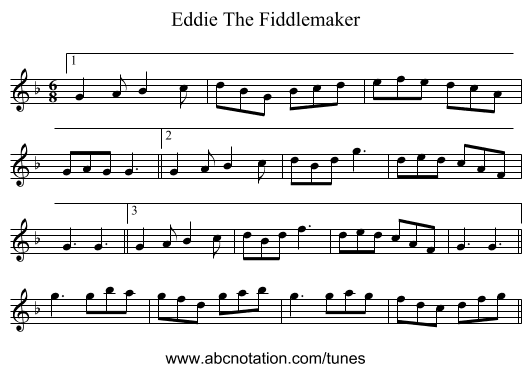 Eddie The Fiddlemaker - staff notation