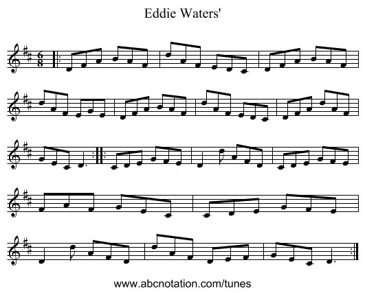 Eddie Waters' - staff notation