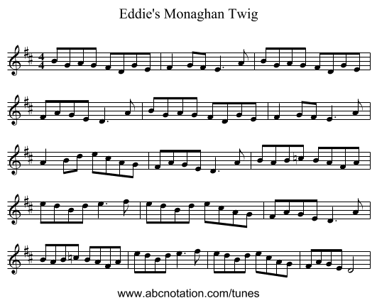 Eddie's Monaghan Twig - staff notation