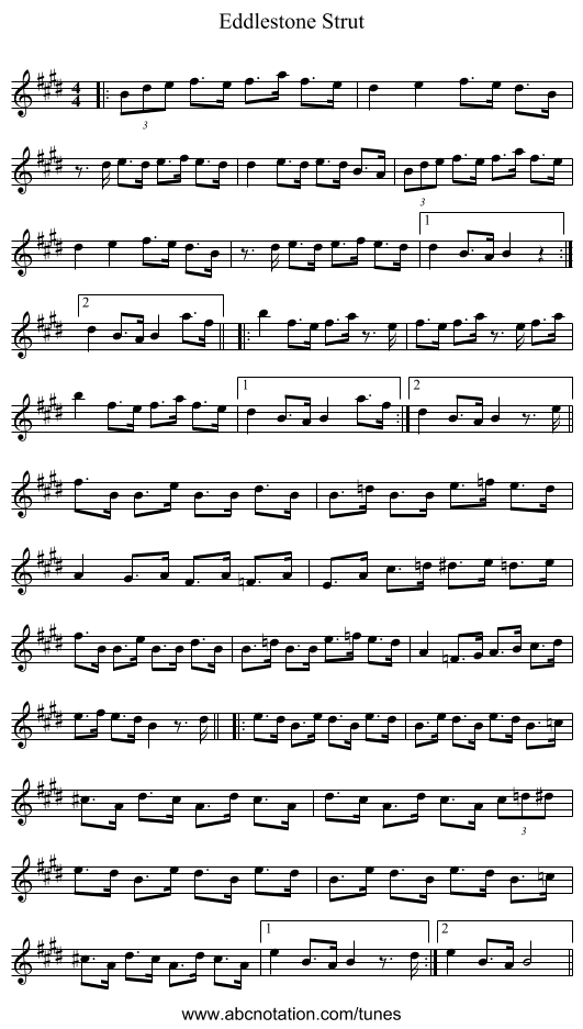 Eddlestone Strut - staff notation