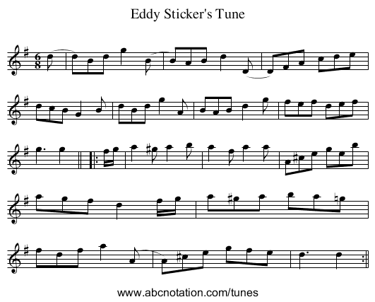 Eddy Sticker's Tune - staff notation