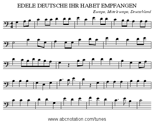 EDELE DEUTSCHE IHR HABET EMPFANGEN - staff notation