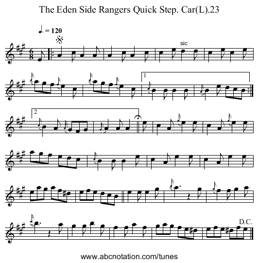 Eden Side Rangers Quick Step. Car(L).23, The - staff notation