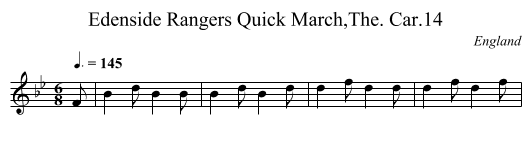 Edenside Rangers Quick March,The. Car.14 - staff notation