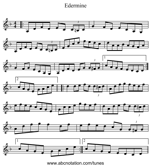 Edermine - staff notation
