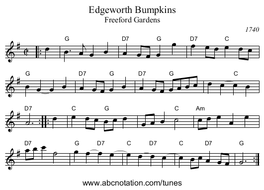 Edgeworth Bumpkins - staff notation