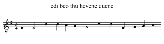edi beo thu hevene quene - staff notation
