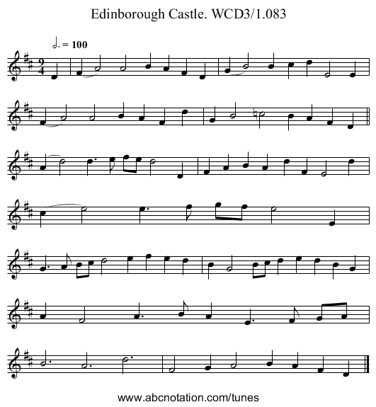 Edinborough Castle. WCD3/1.083 - staff notation