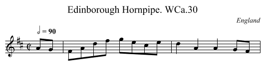 Edinborough Hornpipe. WCa.30 - staff notation