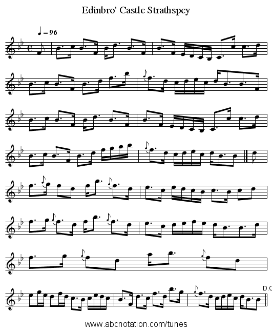 Edinbro' Castle Strathspey - staff notation