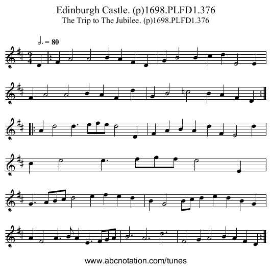 Edinburgh Castle. (p)1698.PLFD1.376 - staff notation