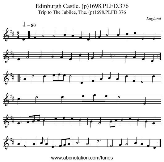 Edinburgh Castle. (p)1698.PLFD.376 - staff notation