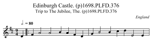 Edinburgh Castle. (p)1698.PLFD.376 - staff notation